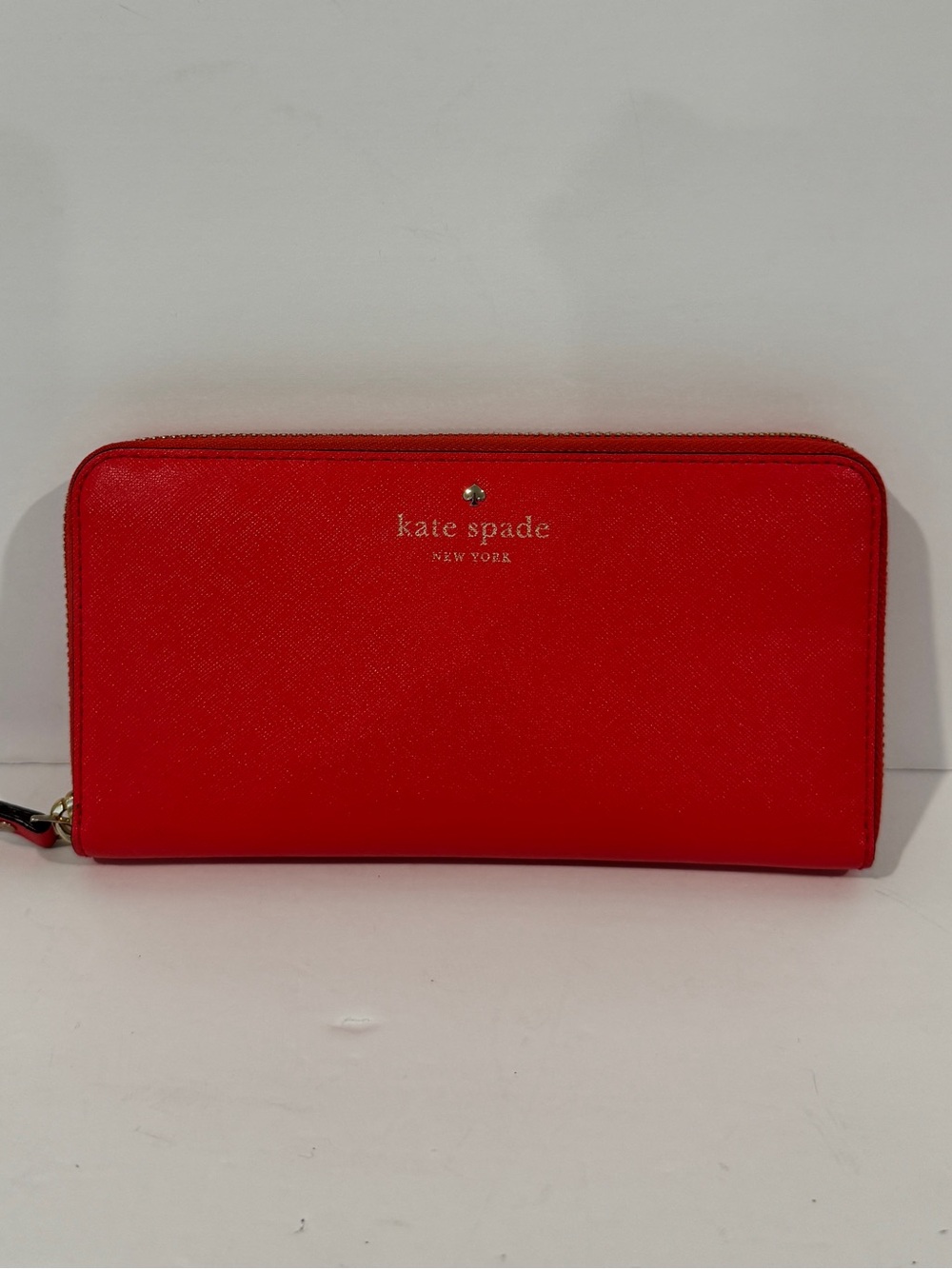 kate spade orange Zip-Around Leather Wallet